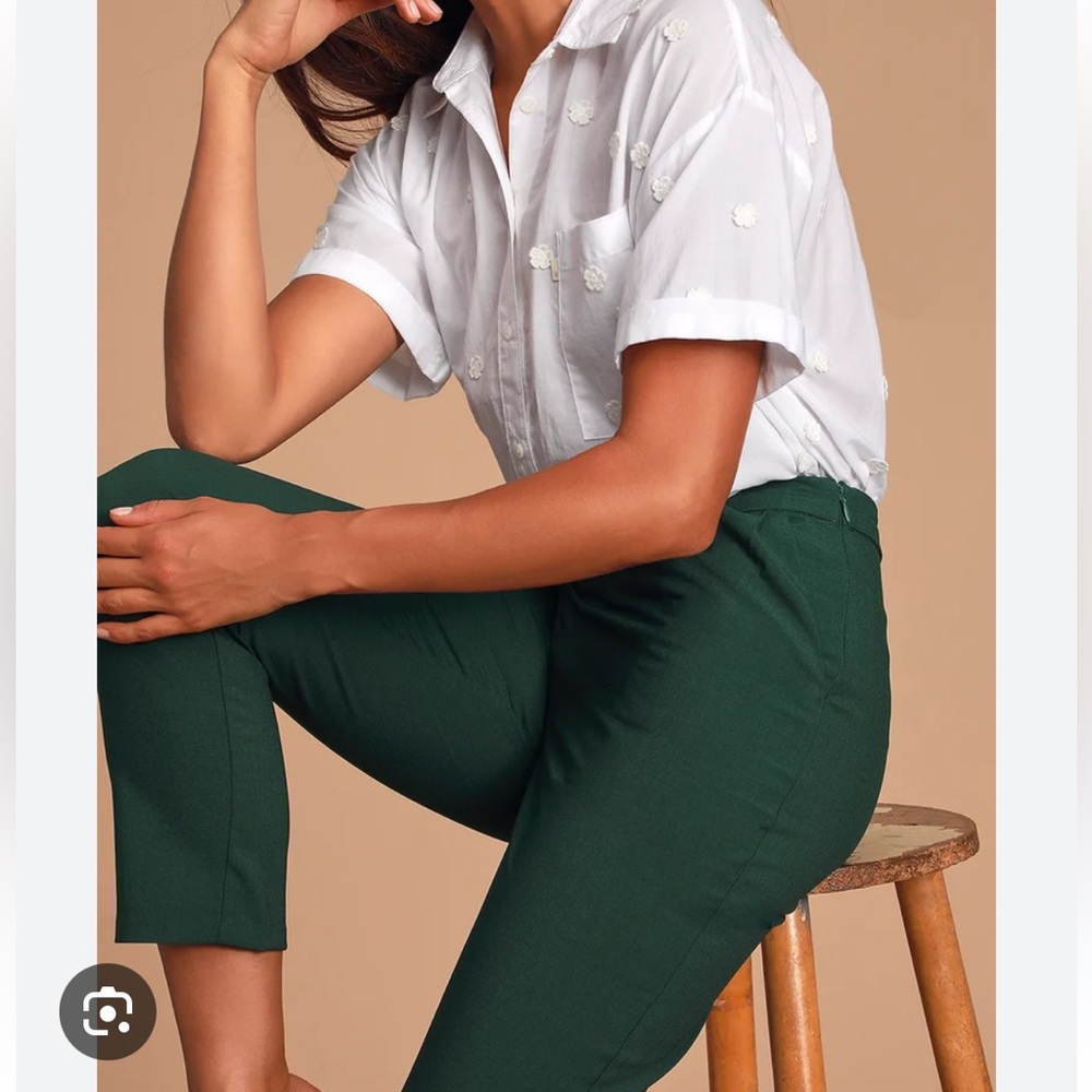 Lulus women’s forest green high waisted trouser pants, size M